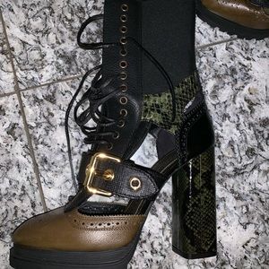 Burberry Buckle Detail High Heel Boots
